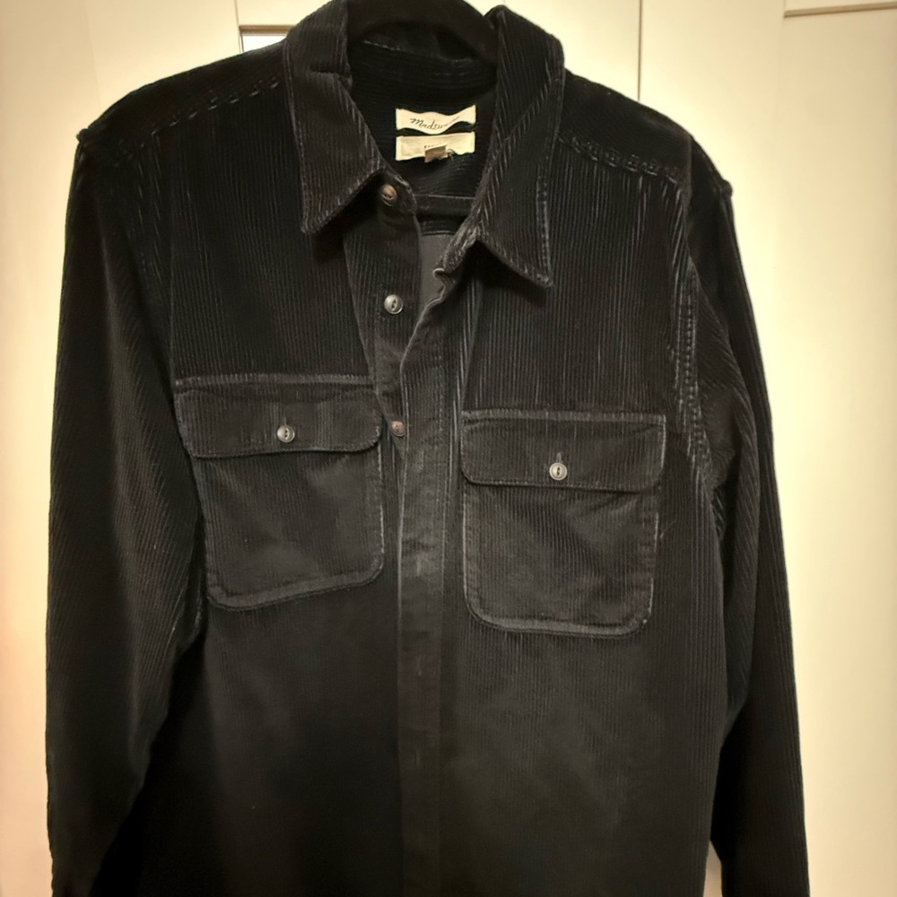 Madewell Men's Black Corduroy Button-Up Shirt Jacket